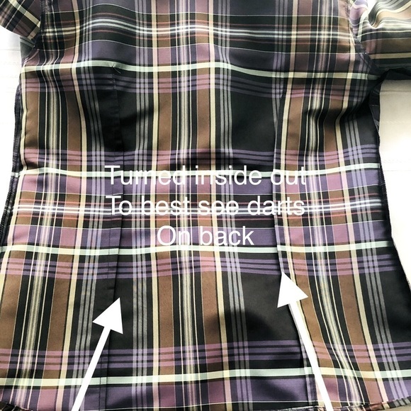 PULI Purple plaid Button up double collar jacket blouse​​​.  Feminine. Medium - Picture 8 of 10